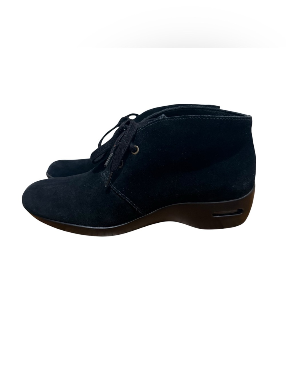 Cole Haan Air Britt Black Suede Waterproof Lace Up Ankle Boots Womens Size 7B